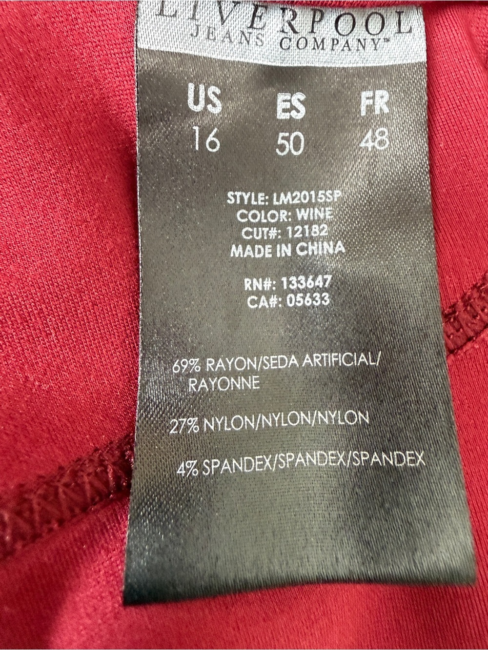 Liverpool Los Angeles Burgundy Women’s Gia Glidder Skinny Pull on Pants 16/33 - Picture 3 of 10